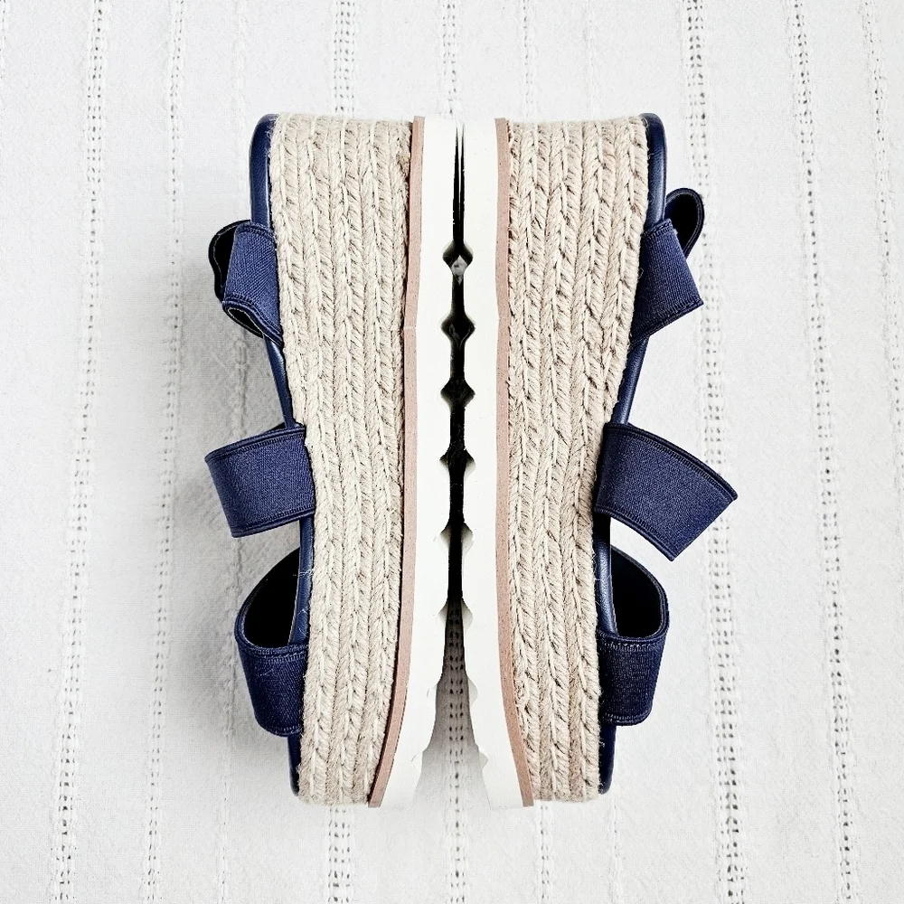 Dolce Vita Espadrille Platform Sandals Shoes Elastic Ankle Straps Navy 6 NEW - Picture 5 of 10